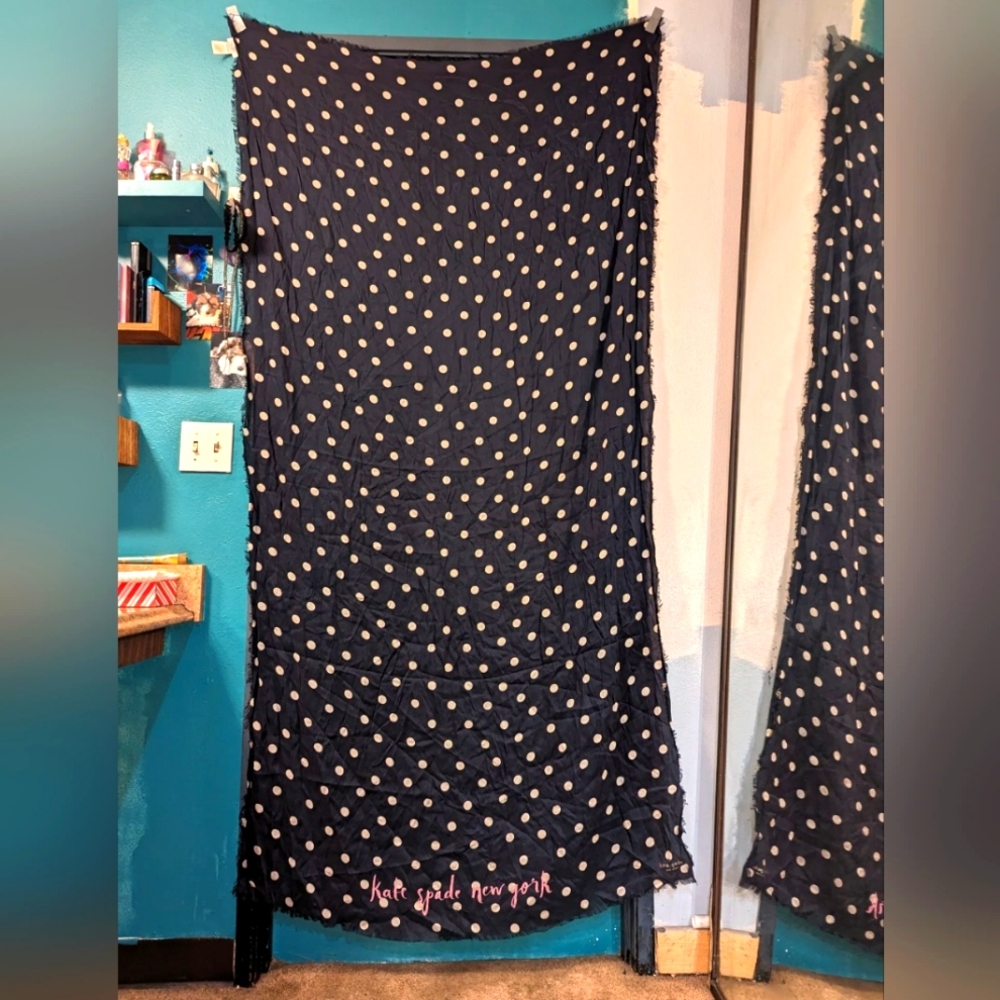 Kate Spade Deco Dot Scarf With Pink Letting Brand New!!